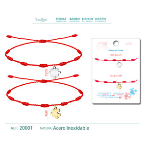2 Pack 7-knot Fashion <strong>String</strong> <strong>Bracelets</strong> with Stainless Steel Puzzle Pendant for Couples or Friends - Product Image 1