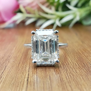 Anillo de Compromiso y Boda D'VINS JEWELS con Forma de Esmeralda, Corte Brillante, Color D, Blanco, Plateado, Dorado, Certificado - Product Image 1