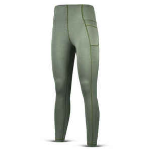 Leggings Largos de Cintura Alta para Mujer, Color Verde Sólido, Tejido Elástico de Nailon y Spandex, Transpirables, Cómodos, Casuales, para Todas las Temporadas - Product Image 1