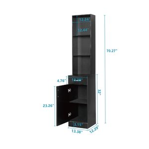 Mobiletto da Bagno a Parete in MDF Nero di Alta Qualità con Una Porta, Un Cassetto e Tre Scomparti, Arredo Bagno - Product Image 4