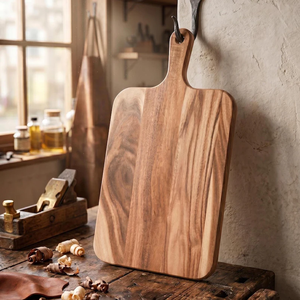 Tabla de cortar madera con asa |   Tabla de Charcutería Minimalista y Bandeja para Servir |   Elegante Tabla de Preparación de Cocina de Madera - Product Image 1