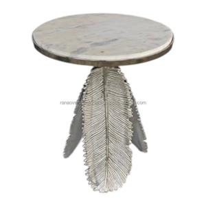 <b>Aluminium</b> <b>Table</b> with Marble Top Modern Luxury Furniture Stylish Metal Base <b>Table</b> Elegant Home Decor Statement Piece - Product Image 1