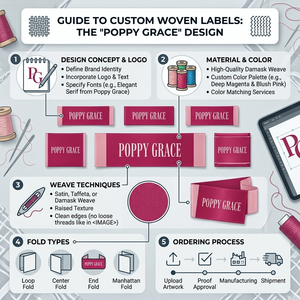 Étiquettes tissées personnalisées avec des détails de qualité supérieure, idéales pour les marques de vêtements, les vêtements, les produits faits à la main, les sacs, les accessoires et les textiles. - Product Image 6