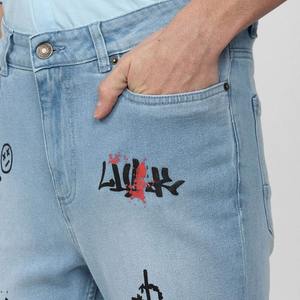 Jeans de hombre estilo urbano con estampado blanco, cintura alta, corte ajustado, novedad 2026, precio mayorista en oferta - Product Image 6