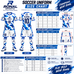 Conjunto de Camiseta de Fútbol para Hombre RONAL SPORTS, Estampado de Camuflaje Azul, Sublimada, Transpirable, de Poliéster, Uniforme de Manga Corta para Todas las Temporadas, para Adultos - Product Image 6