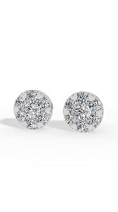 Boucles d'oreilles clous en or 10K avec diamants de laboratoire taille brillant ronde en grappe, monture cœur, bijoux de luxe, fournisseur en gros - Product Image 5