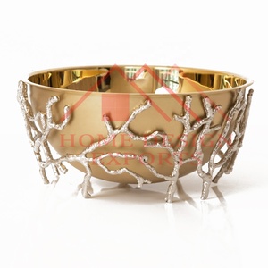 Meilleure vente or piédestal fleur bol Vase décoratif feuille de lys sac à main jetable dessus de table décor/ustensiles de cuisine bol de service - Product Image 5