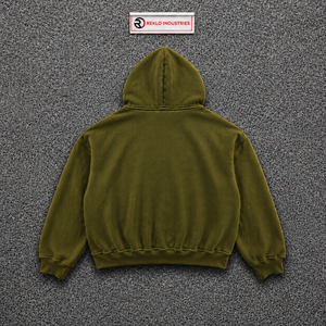 Sudadera con Capucha Extra Grande para Hombre, Color Oliva, Estilo Relajado, Diseño Premium con Estampado Gráfico en el Pecho, Ropa Urbana Minimalista - Product Image 6