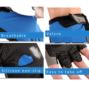 Gants de fitness unisexes écologiques en gel demi-doigts avec fermeture à boucle et grip en maille pour la musculation et les sports de gym - Product Image 3