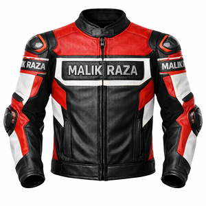Chaqueta de Motociclista de Cuero Personalizada Multicolor con Logotipos Bordados en 3D - Product Image 1