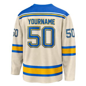 Maillot de hockey sur glace bleu neutre à manches longues, respirant, uniforme d'équipe athlétique, entraînement pour adultes, performance sportive - Product Image 3