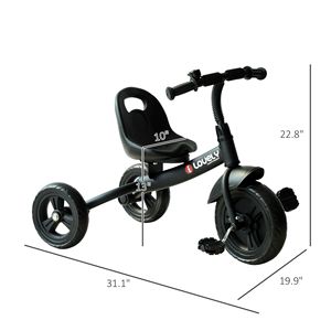 Triciclo Nero Com a 3 Ruote per Bambini, da Interno ed Esterno, con Campanello, Veicolo Ricreativo per Bambini - Product Image 3