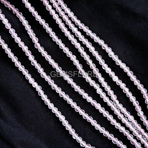 Cuentas redondas microfacetadas de cuarzo rosa natural de 2 mm, cuentas de cuarzo rosa para la fabricación de joyería, cuentas sueltas facetadas con corte de diamante al por mayor. - Product Image 1