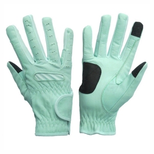 Unisex Full Finger Leather Riding Gloves Hook & Loop Closure <b>Black</b> with Purple Trim Winter Sports Use Customized Colors - Product Image 2