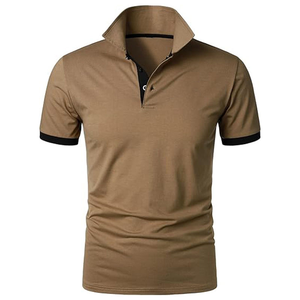 High Quality Men's Polo Shirt Regular Fit <b>3</b>-Button Closure Soft Touch Elastic Material Comfortable Short Sleeve - Product Image 3