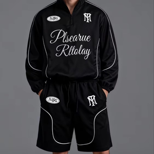 Customized Printed Polyester/Cotton Men's Autumn Casual Tracksuit Reflective Jogger Sportswear <b>Set</b> Breathable Custom Embroidered - Product Image 1