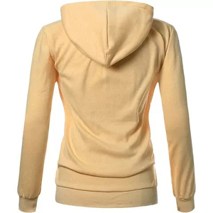 Sudadera con Capucha Amarilla para Mujer, Color Sólido, Manga Larga, Tejida, Corte Regular, Transpirable, para Otoño - Product Image 3