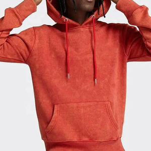 Ensemble de sweat-shirts à capuche rouges pour hommes, coupe classique, coton French Terry, vêtements décontractés d'automne avec poches - Product Image 5