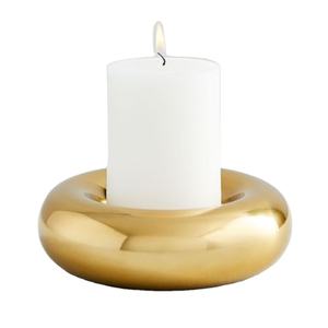 Porte-bougie rond en laiton doré populaire pour le Ramadan EID Décoration de lumières domestiques Porte-bougie chauffe-plat - Product Image 1