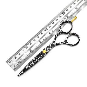 Tijeras de Entresacar con Estampado de Leopardo, Acero Inoxidable 440C, 28 Dientes, Mango Largo, Punta Redonda, para Diestros, Uso en Salón de Belleza - Product Image 6
