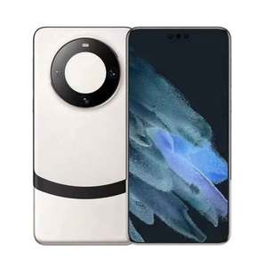 Smartphone blanc avec module caméra circulaire et écran abstrait bleu - Product Image 1