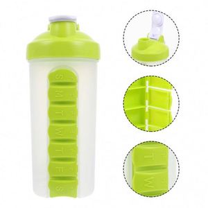 Organisateur de pilules portable avec logo personnalisé, bouteille de shaker pour protéines, pour les programmes de bien-être des employés - Product Image 4