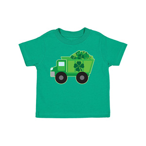 Camiseta para Niños de Manga Corta con Diseño de Camión y Trébol, Camiseta Informal de Jersey para Niños Pequeños, 100% Algodón, Cuello Redondo, Diseño de Dibujos Animados - Product Image 1