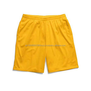 Short de basket-ball en maille jaune pour hommes short de sport respirant à séchage rapide avec logo personnalisé vêtements de sport pour entraînement de gym - Product Image 4