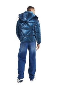 Men's Plus Size Quilted Puffer <b>Jacket</b> Custom Solid Color Winter Outwear Waterproof Polyester/Cotton Hooded <b>Reversible</b> - Product Image 5