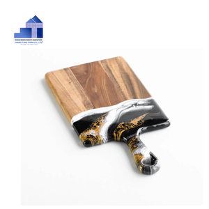 Tabla de cortar redonda de madera natural Thanh Tung Thinh con diseño de olas oceánicas - Product Image 3