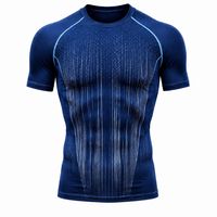 Haut de sport pour homme, bleu, manches longues, anti-UV, respirant, écologique, séchage rapide, impression par sublimation, spandex, 180g