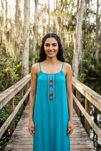 ชุดเดรสลำลองผ้าแคมบริคสำหรับผู้หญิง ผ้าฝ้ายเนื้อนุ่ม น้ำหนักเบา ระบายอากาศได้ดี เหมาะสำหรับใส่ในฤดูร้อน เสื้อผ้าแฟชั่นสำหรับสุภาพสตรี สวมใส่ได้ทุกวัน สวยสง่า - Product Image 3