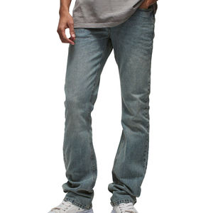 Pantalones Vaqueros Casuales al por Mayor con Logotipo Personalizado, Jeans Ajustados para Hombre / Pantalones Vaqueros de Mezclilla Lavada Azul Claro de Alta Calidad para Hombre - Product Image 1