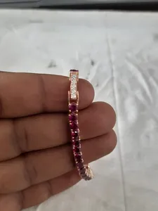 18K Gold Plated <b>Ruby</b> Tennis <b>Bracelet</b> Channel Setting Classic Style For Unisex Fashion Jewelry Alloy <b>Bracelet</b> - Product Image 2