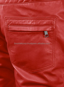 Pantalons en cuir de vachette véritable pour hommes Pantalons en cuir de motard à lacets noirs Pantalons en cuir pour hommes. - Product Image 5