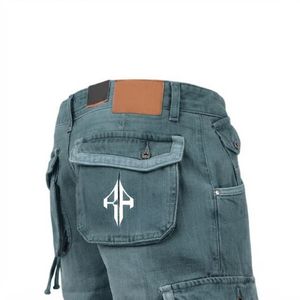 Pantalones Cortos de Mezclilla para Hombre, de Alta Calidad, con Estampado de Serigrafía, Estilo Jeans, de Pierna Ancha, Material Spandex/Poliéster - Product Image 3