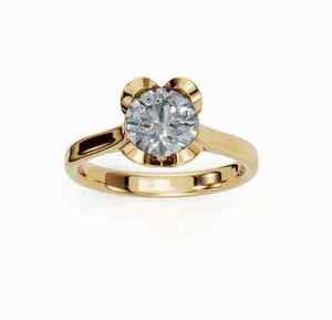 Elegant 18K Gold Plated Round Cut <b>CZ</b> Solitaire Engagement <b>Ring</b> – Classic Bridal Jewelry for Women - Product Image 1