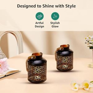Lanterne en fer artisanale de qualité supérieure, style vintage, porte-bougie décoratif, luminaire suspendu pour la maison, le jardin, la terrasse, le mariage - Product Image 3