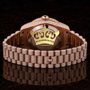 Premium Iced Out Rose Gold Watch Men Brown Face Crystal Diamond Watch - Product Image 4