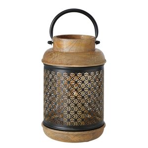<b>Black</b> Steel <b>Lantern</b> With Star And Dot Cutouts For Home Decoration Heat Resistant Metal <b>Candle</b> Holder Decoration - Product Image 2