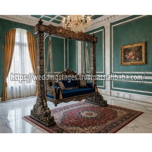 ชิงช้าสไตล์พระราชวังสุดหรูสำหรับตกแต่งบ้าน ดีไซน์แบบราชสถานโบราณ แกะสลักลายใบไม้ ชิงช้าสไตล์พระราชวัง สีน้ำตาล ออนจัล - Product Image 2