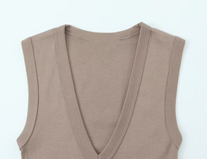 Chaleco de Mujer Transpirable, Ecológico, Tallas Grandes, Alta Elasticidad, Bordado, Manga Corta/Sin Mangas, Cuello Cuadrado, Color Sólido - Product Image 4