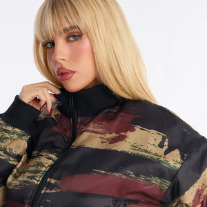 Women <b>Camouflage</b> Full Length <b>Tracksuit</b> Loose Fit Stand Collar Zipper Front With Side Pockets Winter Casual Wear - Product Image 6