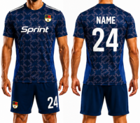 Conjunto de Camiseta de Fútbol Unisex Sprint, Personalizable con Nombre de Equipo, Estampado Geométrico Azul Sublimado, Transpirable, Cuello en V, Sin Mangas, para Adultos, Verano