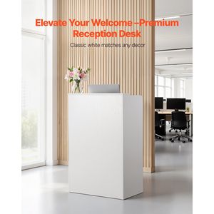23.6 Inch Modern Office Reception <b>Desk</b> Rectangular Front Counter Table with Drawer <b>Small</b> Minimalist Retail Co Front <b>Desk</b> - Product Image 2
