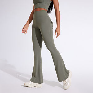 Pantalones de Yoga con Cintura Elástica y Corte Acampanado, Leggings Deportivos de Secado Rápido y Transpirables, Ropa Deportiva de Cintura Media para Gimnasio y Fitness, Pantalones Deportivos Lisos - Product Image 3