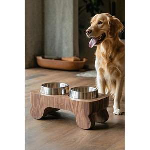 Gamelle pour chien en bois de style rustique, produit pour animaux de compagnie écologique et promotionnel pour l'alimentation quotidienne - Product Image 1