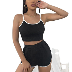 Productos de Moda, Novedades, Conjunto de 2 Piezas para Mujer, Top Corto con Hombros Caídos y Pantalones Cortos Deportivos, 2026 - Product Image 1
