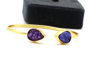 Natural Druzy Stone Adjustable Bangles with German <b>Silver</b> | Handmade Druzy Gemstone <b>Cuff</b> Bangle | Fashion Jewelry for Women - Product Image 1