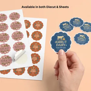 Custom Waterproof <b>Vinyl</b> Self <b>Adhesive</b> Scallop Stickers with UV Printing for Packaging & Gift Labels - Product Image 2